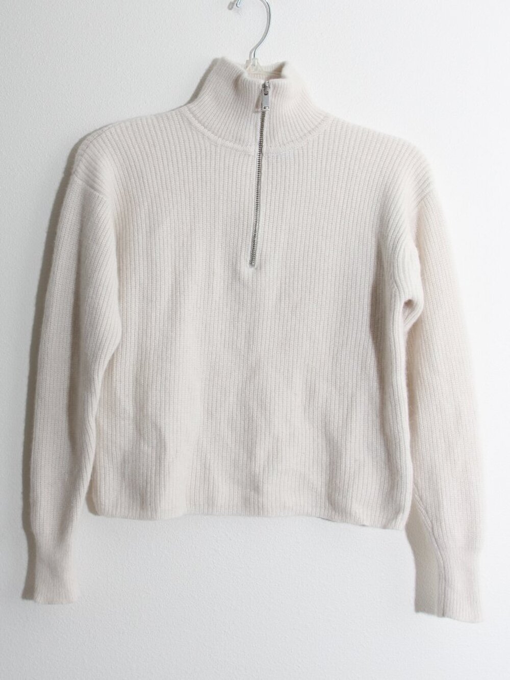 Quince 100% Mongolian Cashmere Fisherman Quarter Zip Sweater Ivory Size XS - Picture 2 of 16